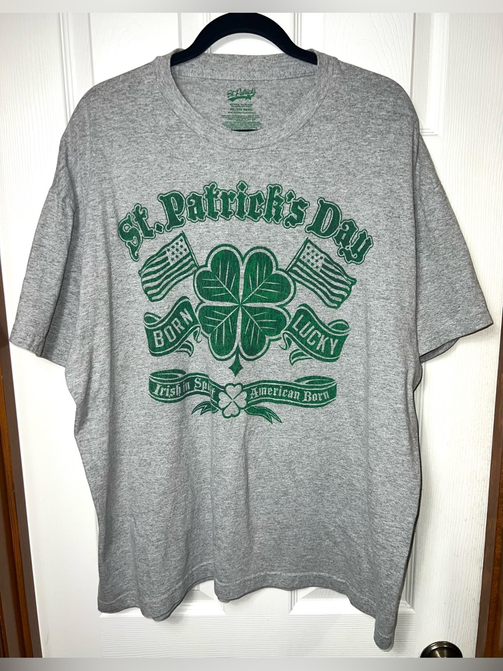 Lucky T Shirt Graphic Tee Grey/Green Lightweight Cotton Blend Unisex Men's 2XL